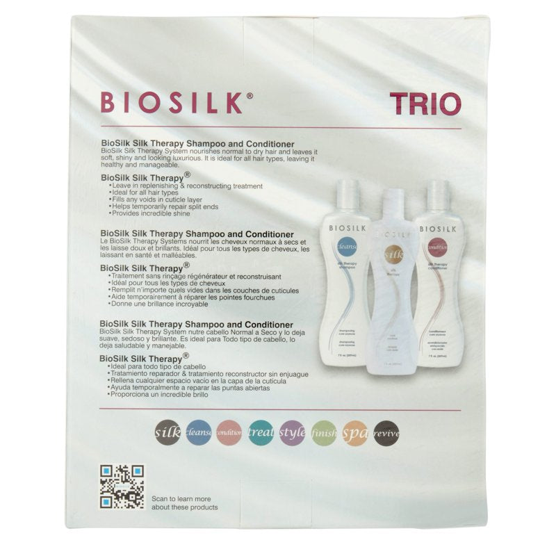 Silk Therapy Hair Care Trio: Shampoo, Conditioner, and Leave-In Treatment