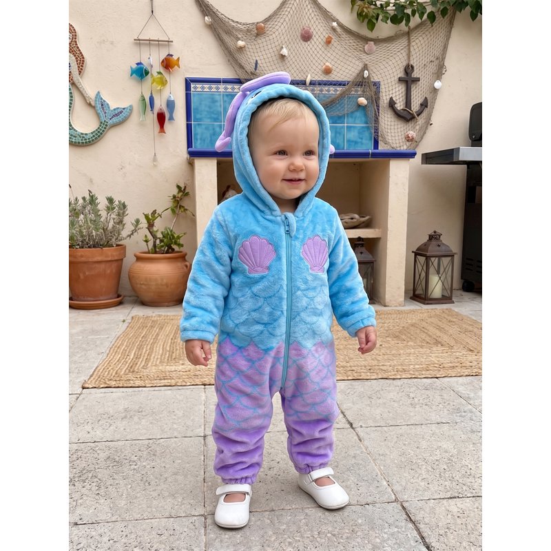 Kids Mermaid Costume Infant Girl Romper - Blue Purple 18-24 Months