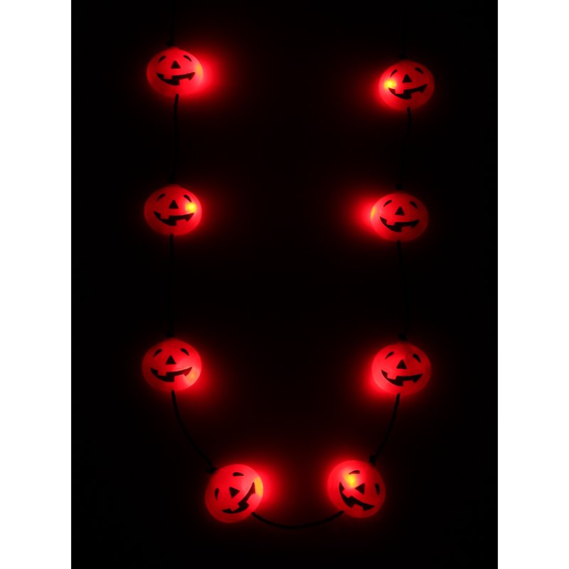 Halloween Pumpkin Light-Up Necklace - Jack-O-Lantern Pendant, Spooky Season Accessory