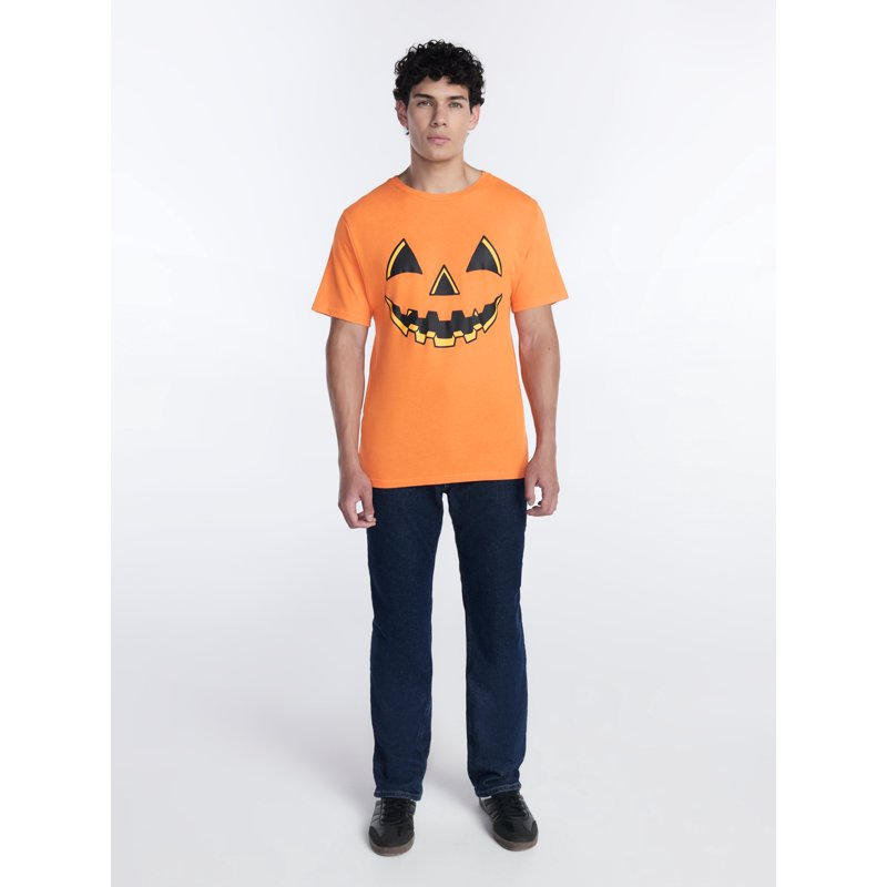 Halloween Men's Jacko Smile Graphic Tee Solar Orange 3XL with Variation