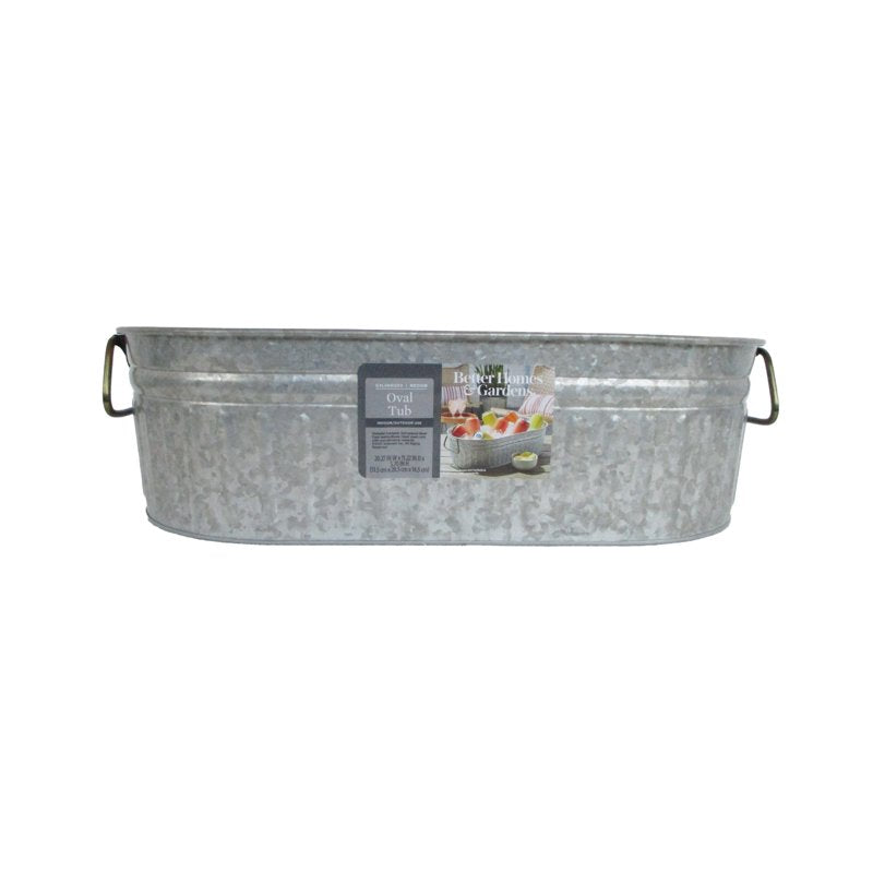 Galvanized Oval Tub - 2 Pack, 20.27" W x 11.22" D x 5.70" H
