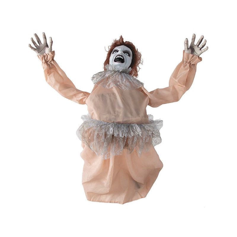 4 Ft. Life-Size Animated Creepy Lady Halloween Decoration with Eerie Sounds