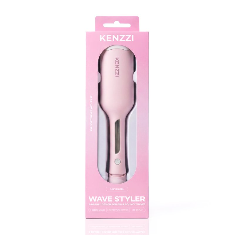 2-Barrel Hair Waver with 6 Heat Settings - Pink