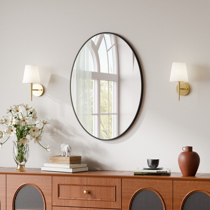 Oval Bathroom Mirror Wall Mirror 20x28 Black - Elegant Wall Decor