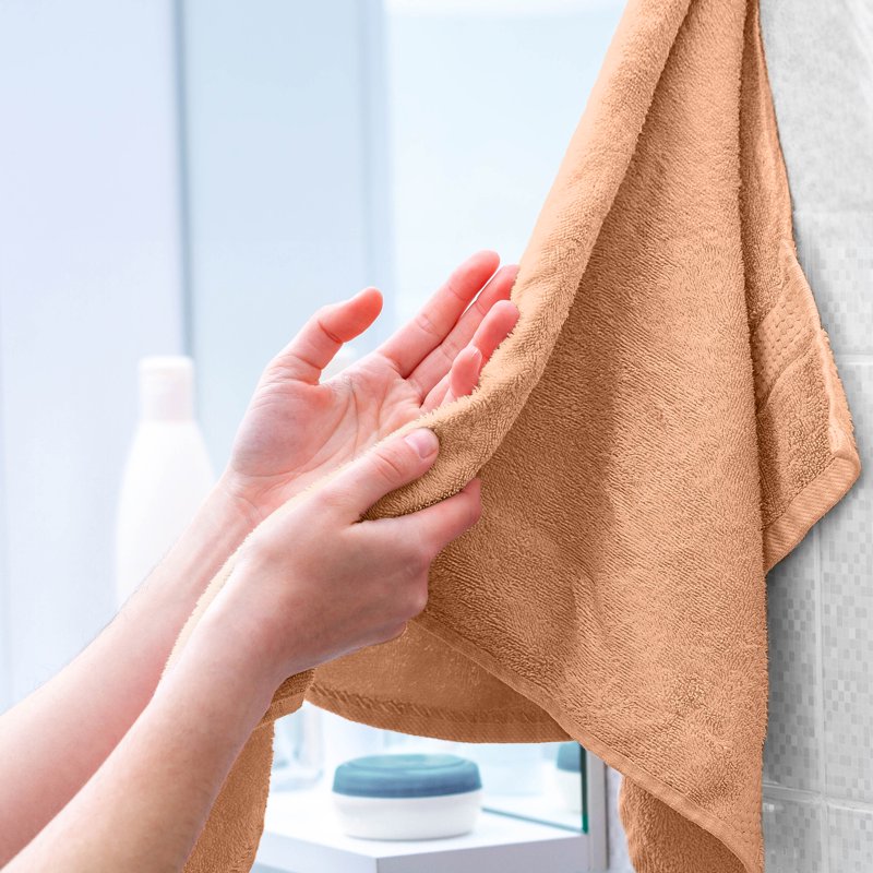 Cotton Towel Set - 6-Piece Soft Quick-Dry Towels in Peach - Bath & Hand Towels