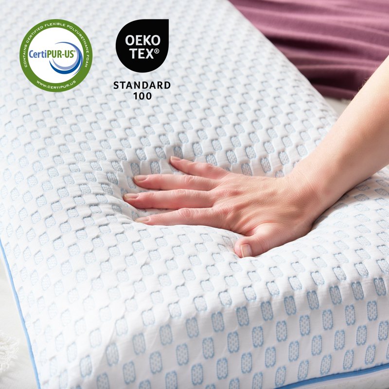 King Size Cooling Bed Pillow with Gel Memory Foam & Reversible Cover - Medium Feel