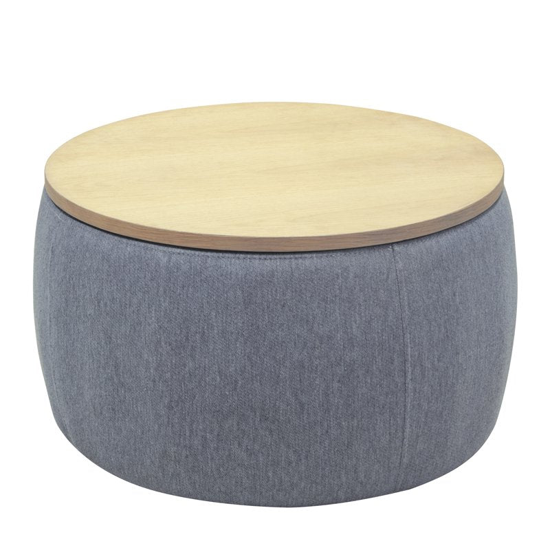 Round Storage Ottoman - Versatile Foot Rest & Side Table