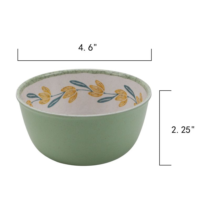 14 oz Round Floral Reusable Bamboo Melamine Dip Bowl Set - Tomato Pattern (2 Count)