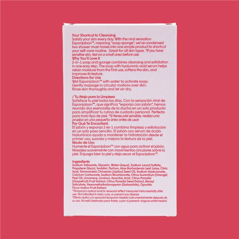 Hyaluronic Acid Soap Sponge - 2-in-1 Hydrating Cleanser for Face & Body - 4.2 oz