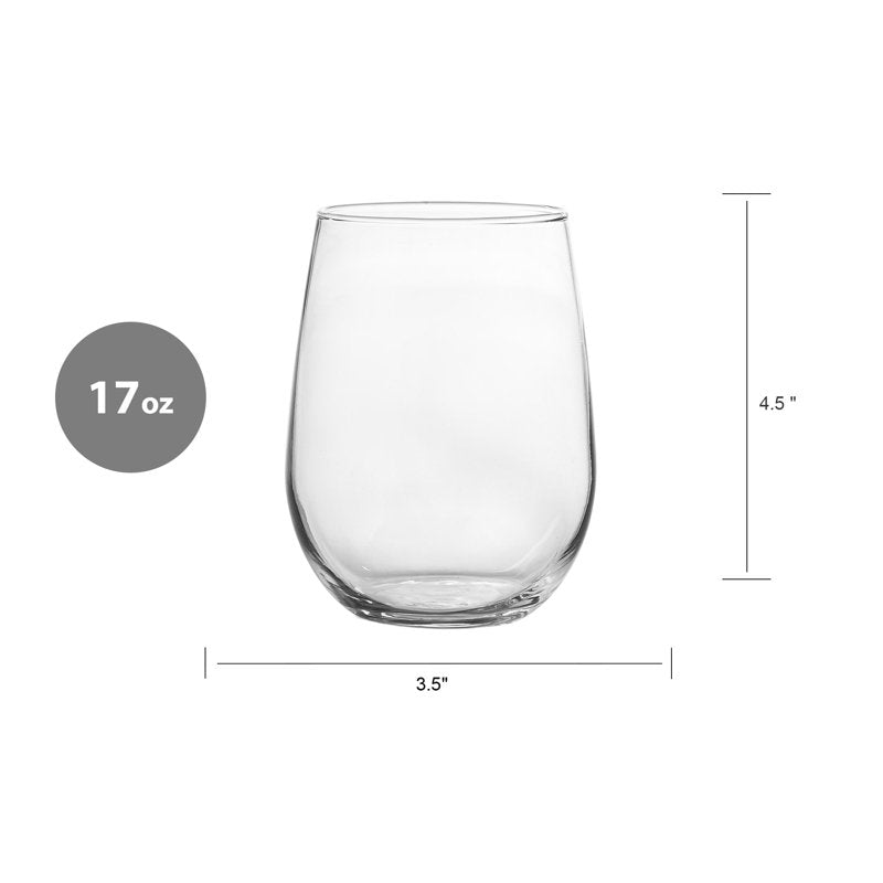 17oz Stemless Wine Glasses Set of 12 - Modern Drinkware