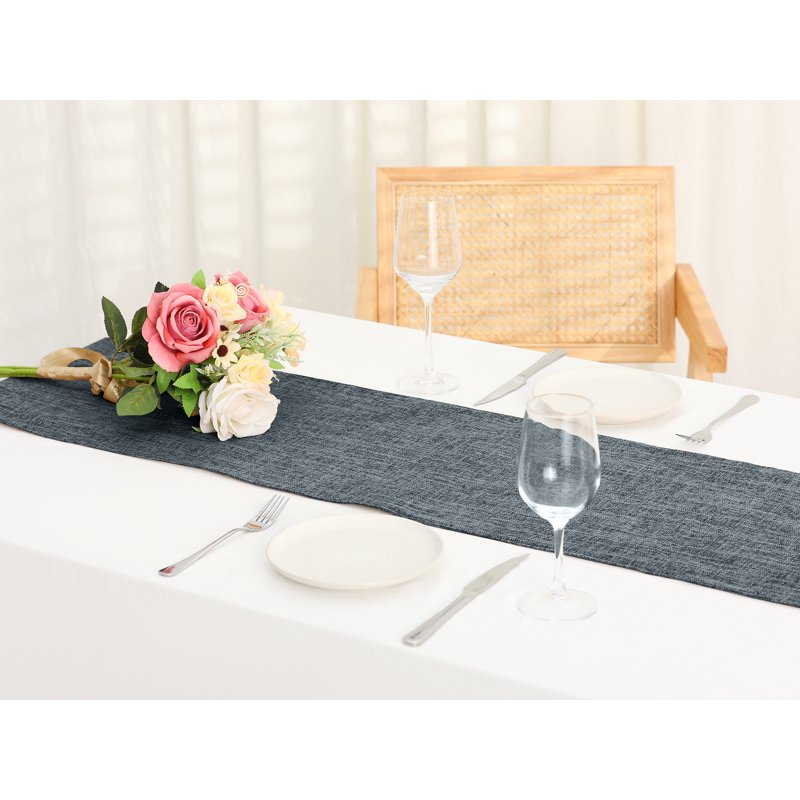 Solid Color Table Runner - Black 12" x 63" Linen Fabric