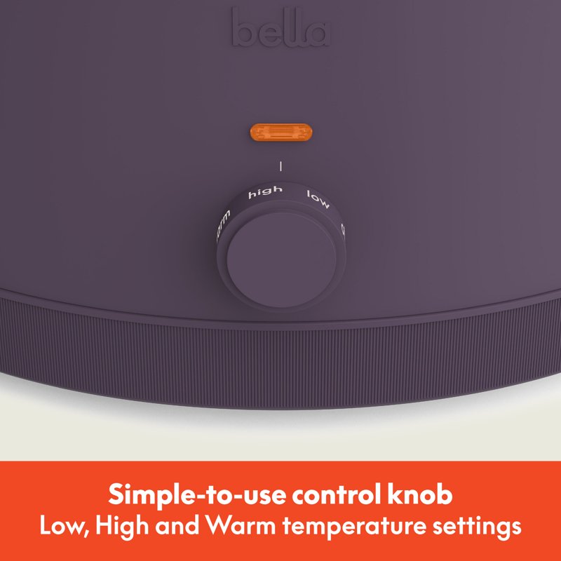 6 Qt Slow Cooker with 3 Temperature Settings - Plum