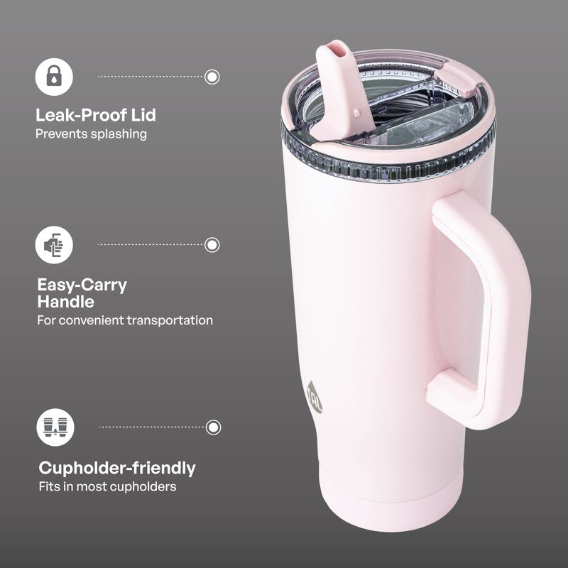 32oz Stainless Steel Skye Tumbler with Flip-Up Straw - Pink Shimmer