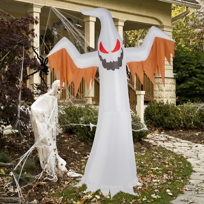 12 FT Inflatable Ghost Halloween Yard Decoration with Lights & Stakes