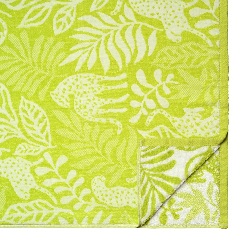 Beach Towel Set 2 Pack - Cheetah and Stripe Pattern, 72x38 Inches, Green
