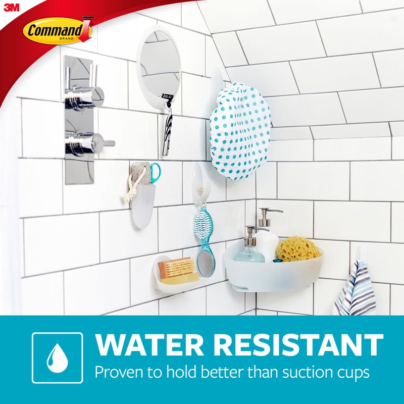 Command Shower Caddy Frosted Large Square Single - Bathroom Organizer