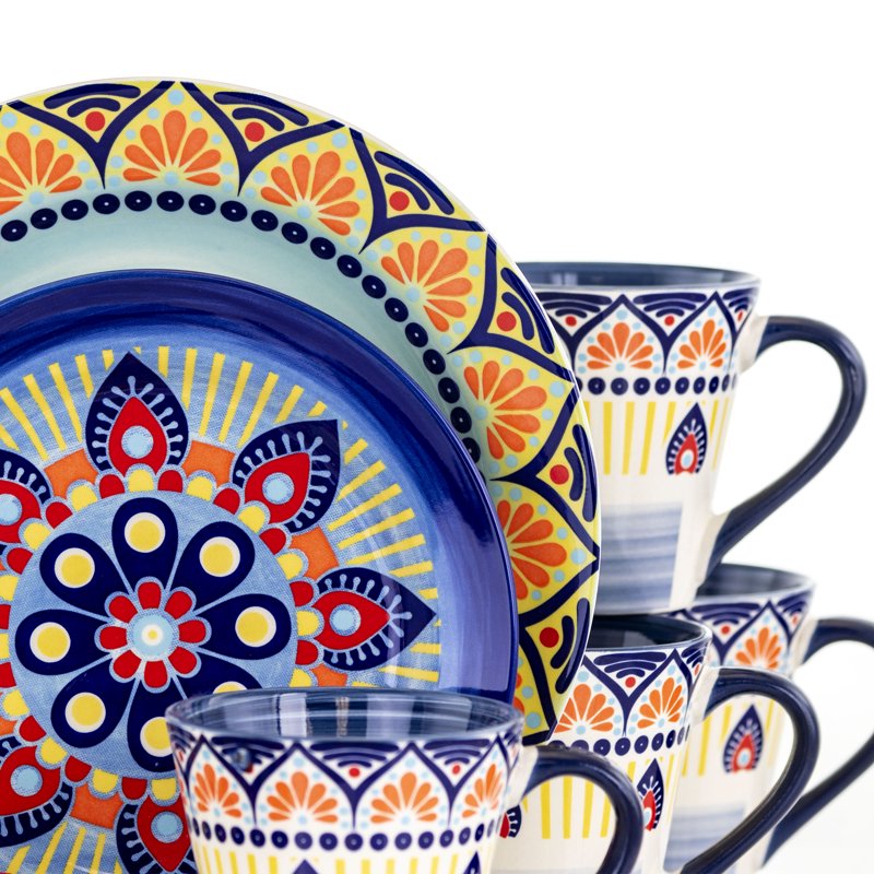 16 Piece Blue Mozaik Stoneware Dinnerware Set