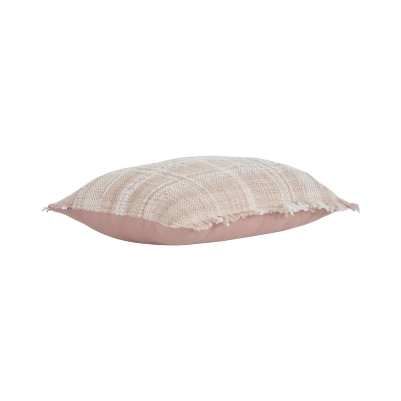 Blush Plaid Cotton Rich Decorative Pillow 14x20 Inches - Set of 2