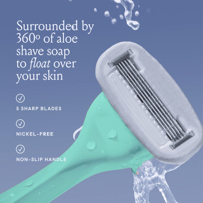 Women’s Razor Kit with 5-Blade Refills & Magnetic Holder - Minty