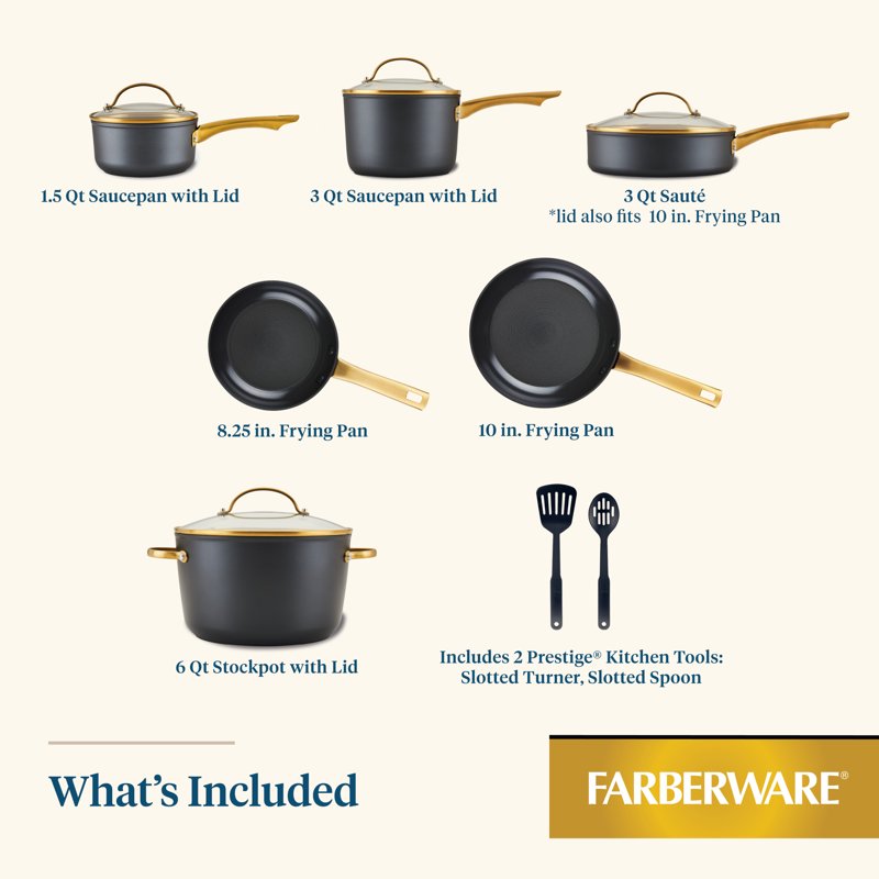 12-Piece Induction-Ready Ceramic Nonstick Cookware Set - Black