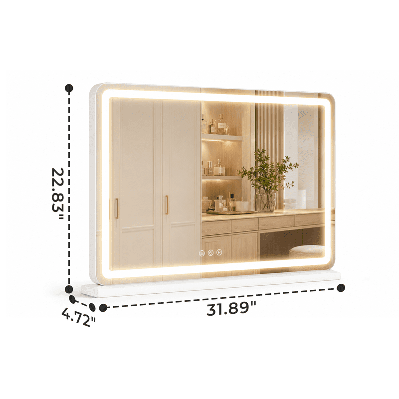 LED Lighted Vanity Mirror with Dimmable 3-Color Modes and USB Charging Port