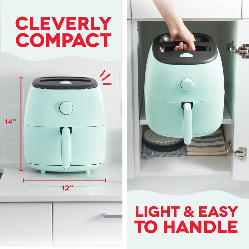 6 Qt. Family Size Electric Air Fryer Oven - Aqua