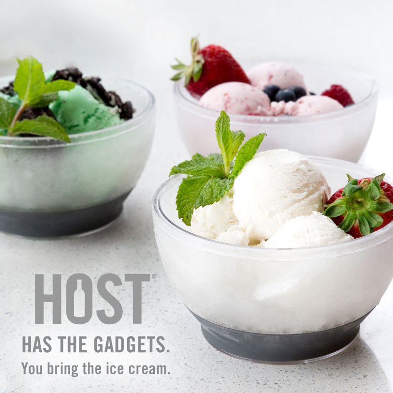 Cooling Bowls for Ice Cream and Yogurt - Set of 2, Gray