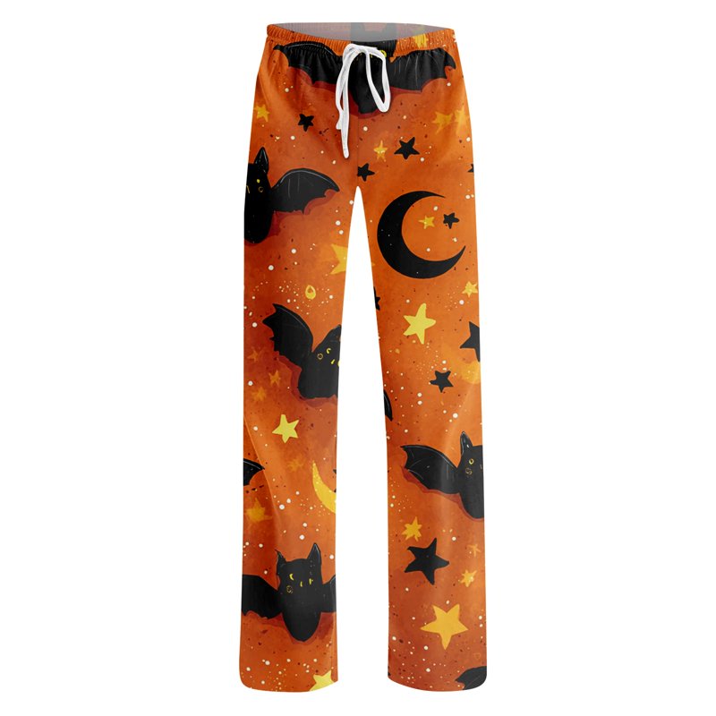 Yellow Breathable Halloween Pajama Bottoms for Women Cozy Lounge Pants M