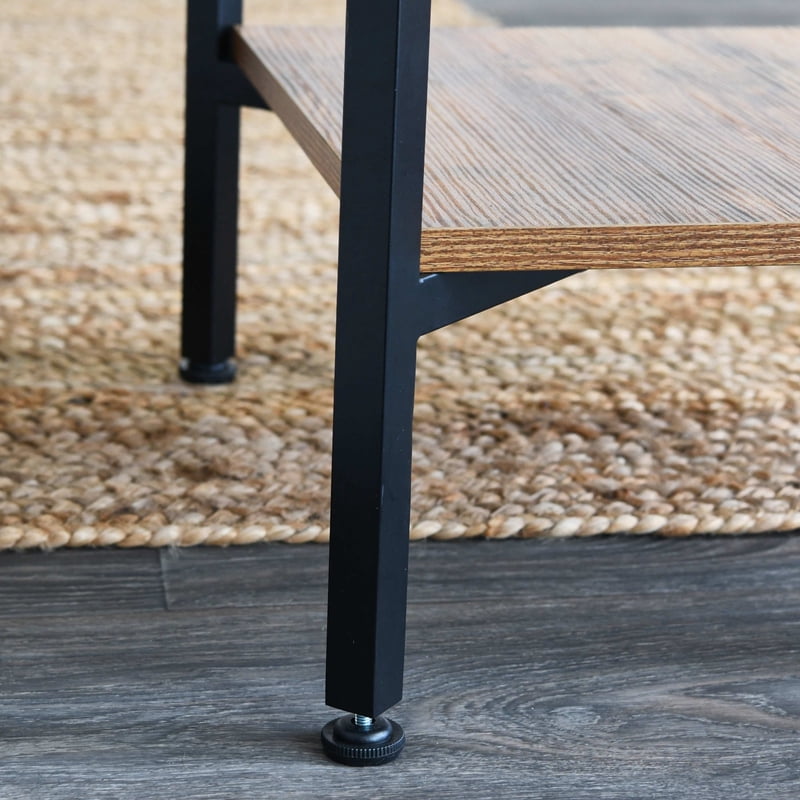 Rustic Coffee Table with Storage Shelf - 2-Tier Design