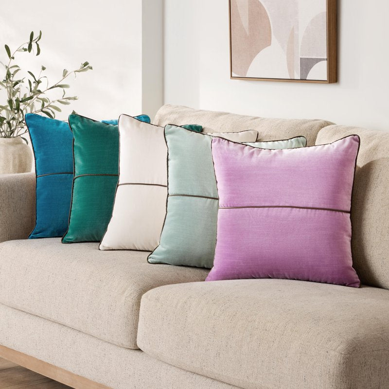 Mainstays Green River Velvet Decorative Pillow Cover - 18x18 with Faux Leather Trim - Variation of THIS listing
