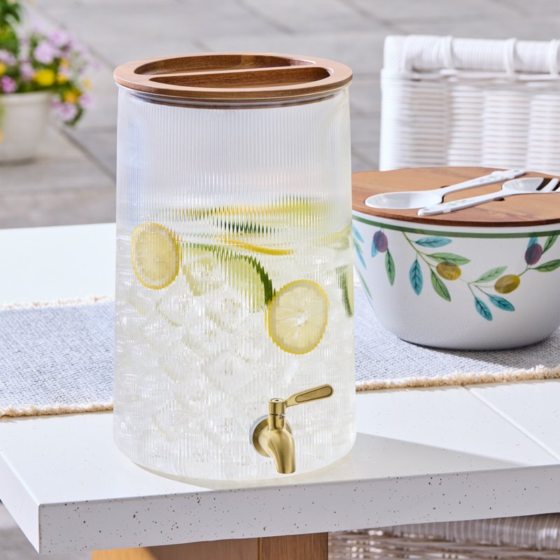 2-Gallon Countertop Beverage Dispenser with Clear Acrylic Lid