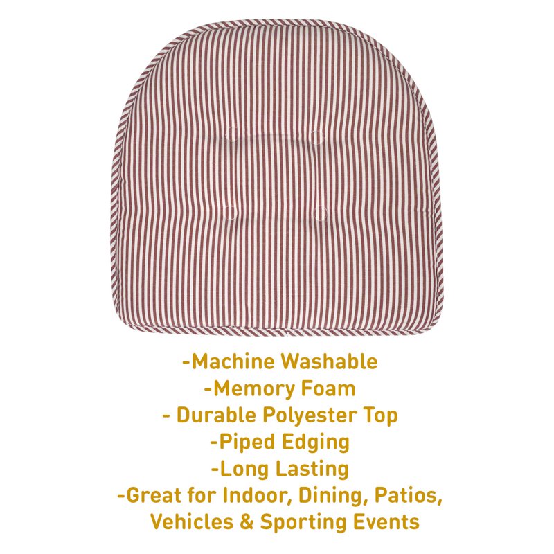 U-Shaped Memory Foam Chair Pad 6-Pack - Burgundy Pinstripe