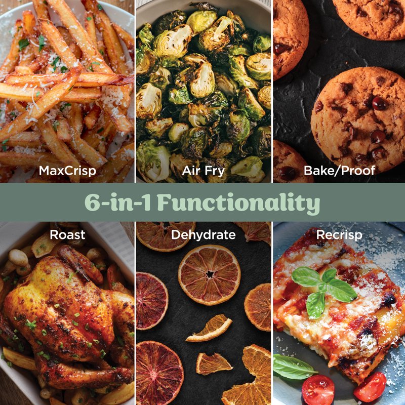 Glass Air Fryer 6-in-1 Countertop Cooking System - 6-Qt and 2.5-Qt Capacity
