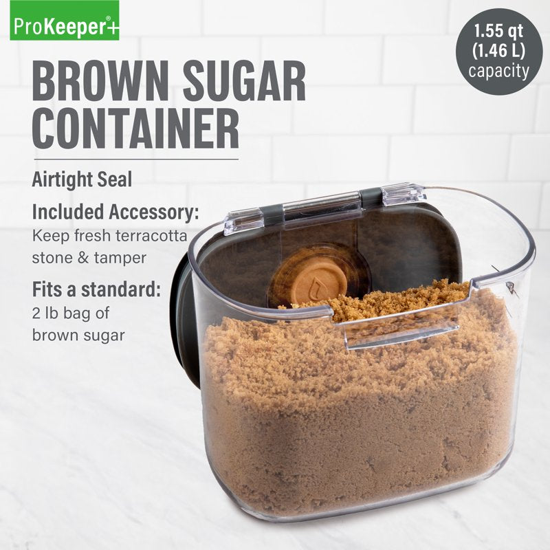 Airtight Brown Sugar Storage Container with Terra Cotta Stone