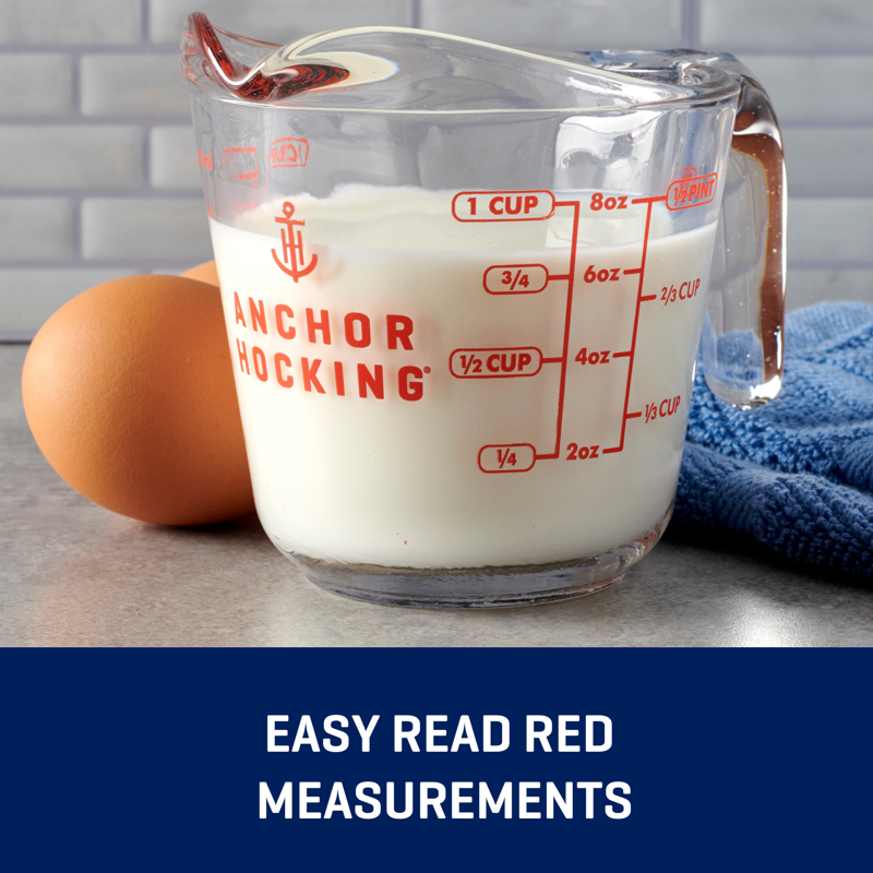 8 oz Glass Measuring Cup with Easy-Grip Handle and Spout