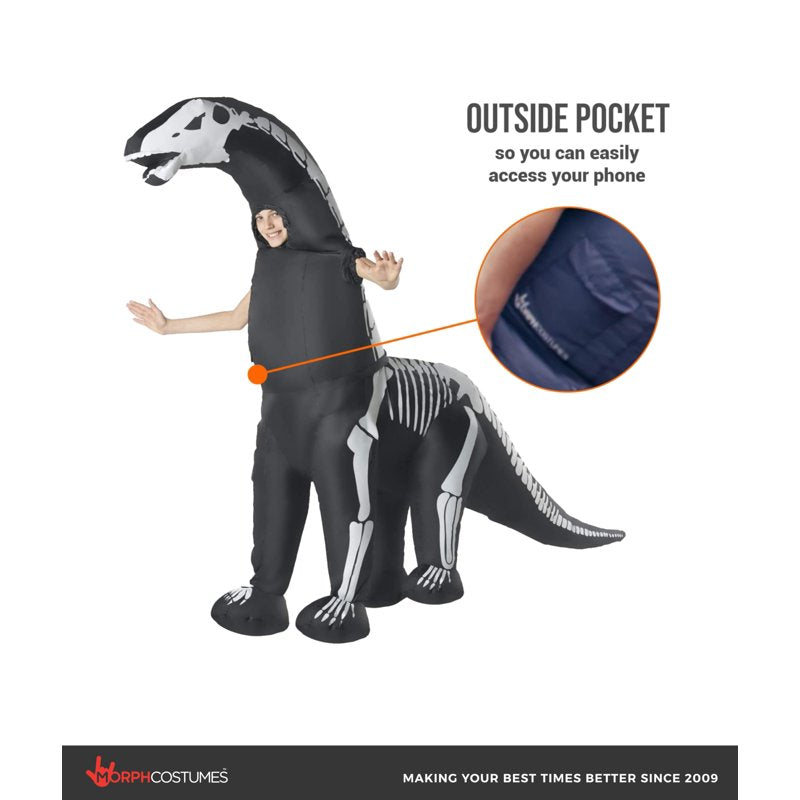 Kids Skeleton Diplodocus Inflatable Dinosaur Costume for Halloween Boys Girls