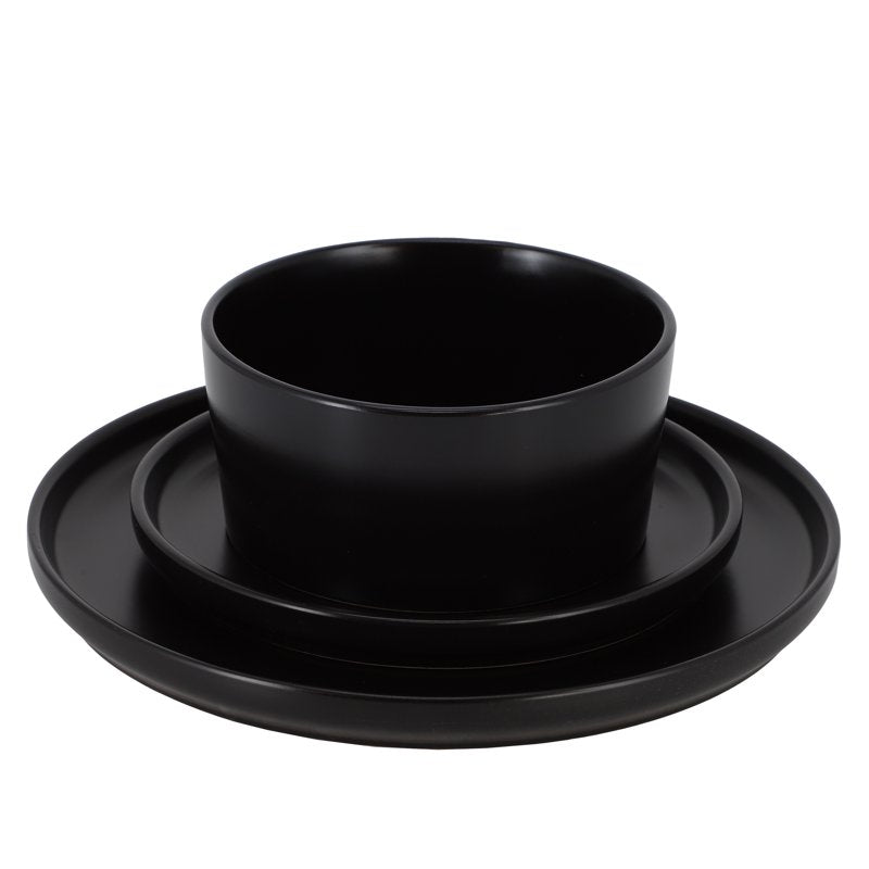 18-Piece Stoneware Dinnerware Set for 6 - Matte Black