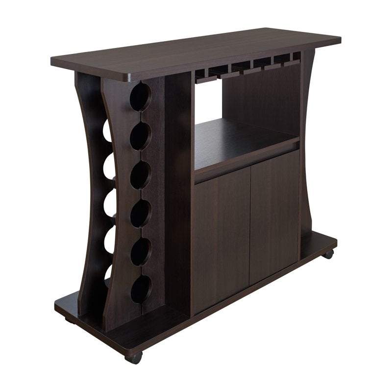 Modern Multi-Storage Buffet with Wine Rack - Espresso
