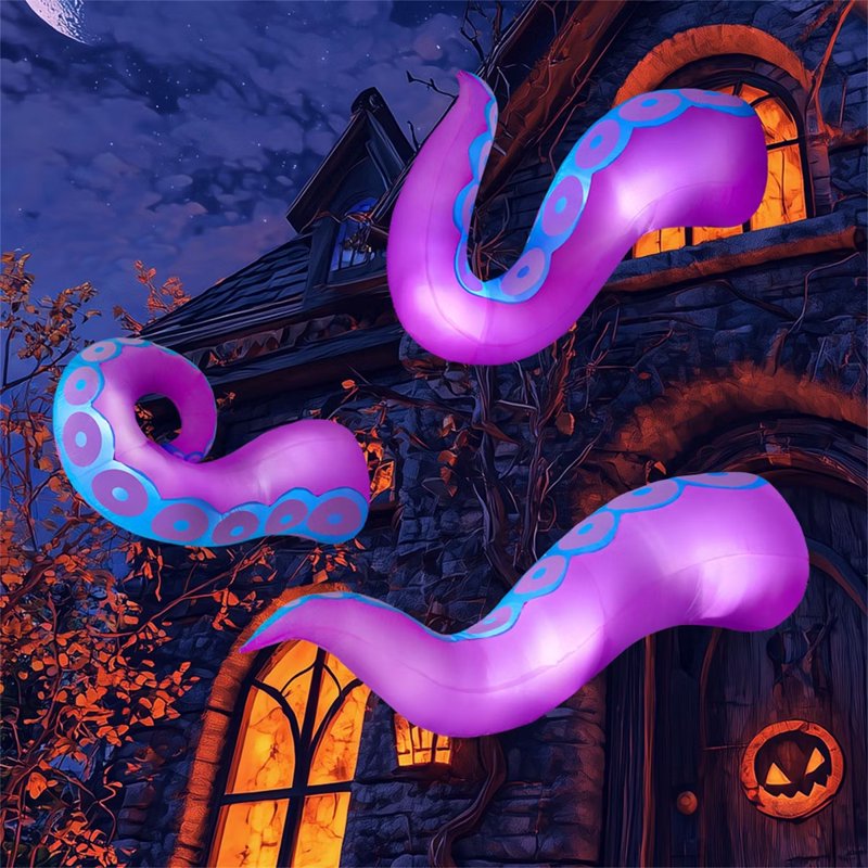 Purple Halloween Inflatable Octopus Tentacle Yard Decor - 4.5-6 ft Outdoor Blow Up