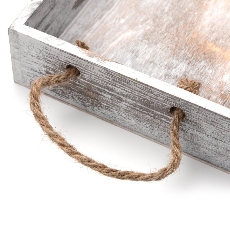 Rustic Wooden White Wash Nested Tray Set - 3 Pack