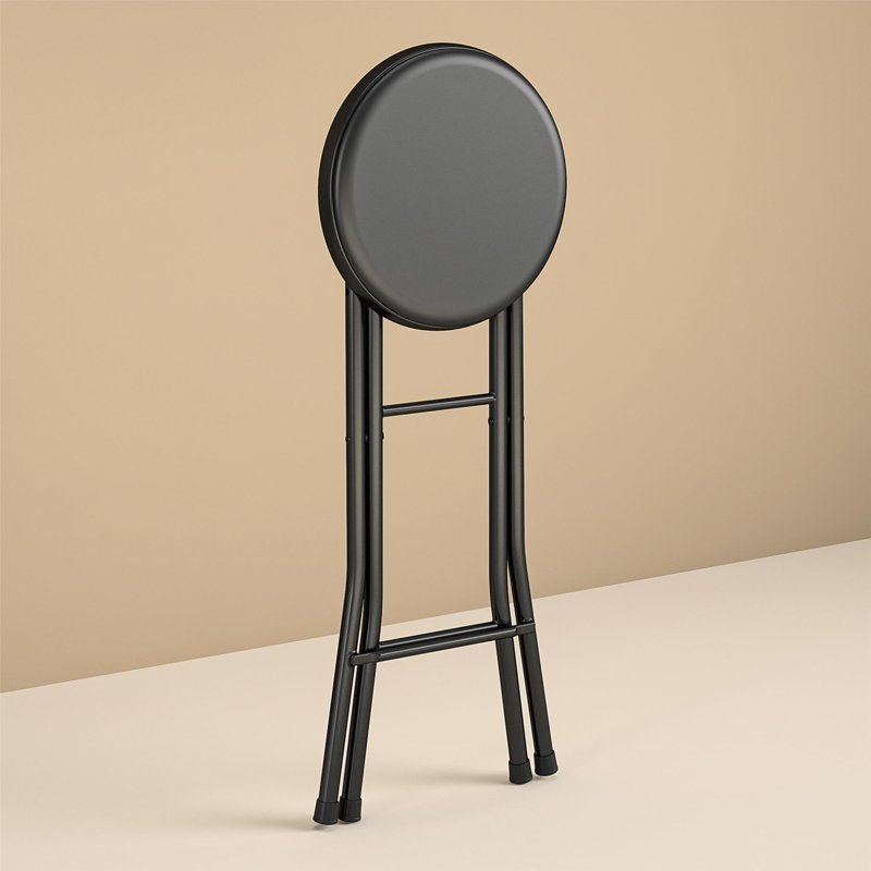 Folding Vinyl Padded Counter Stool - 2 Pack, Black