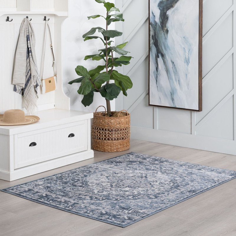 Blue Vintage Medallion Area Rug 8x10 Indoor Living Room Dining Bedroom