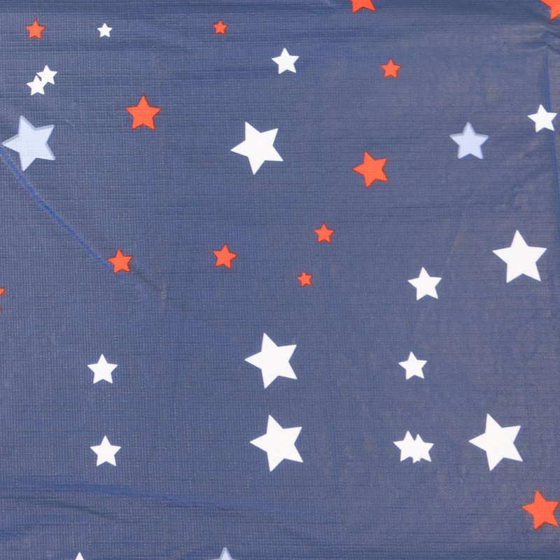 Elastic Fitted Table Cover - Waterproof Vinyl, 6Ft, Scattered Stars With Blue Base, 8 Pack