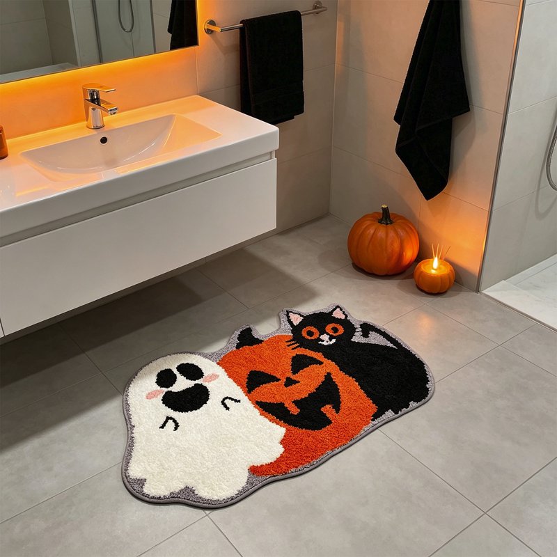 Halloween Doormat Ghost Pumpkin Cat Welcome Mat - K