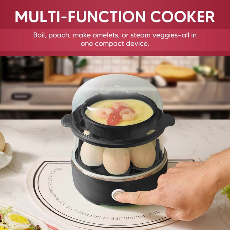 Automatic Electric Egg Cooker - 14 Egg Capacity for Hard, Medium & Soft Boiled