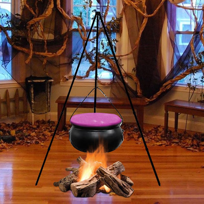 Pink Halloween Cauldron with Tripod & Timer Lights - Outdoor Yard Decor, 30.4" x 7.8" - Pink Variation