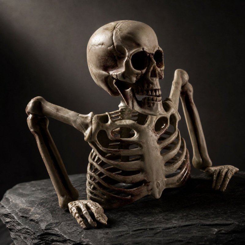 Halloween Skeleton Prop Half Torso White Plastic Tabletop Decor - Variation 022#A