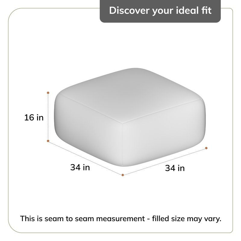Montanita Gray 34-Inch Square Oversized Pouf Ottoman - Gray & Ivory, Refillable, Handmade Home Decor