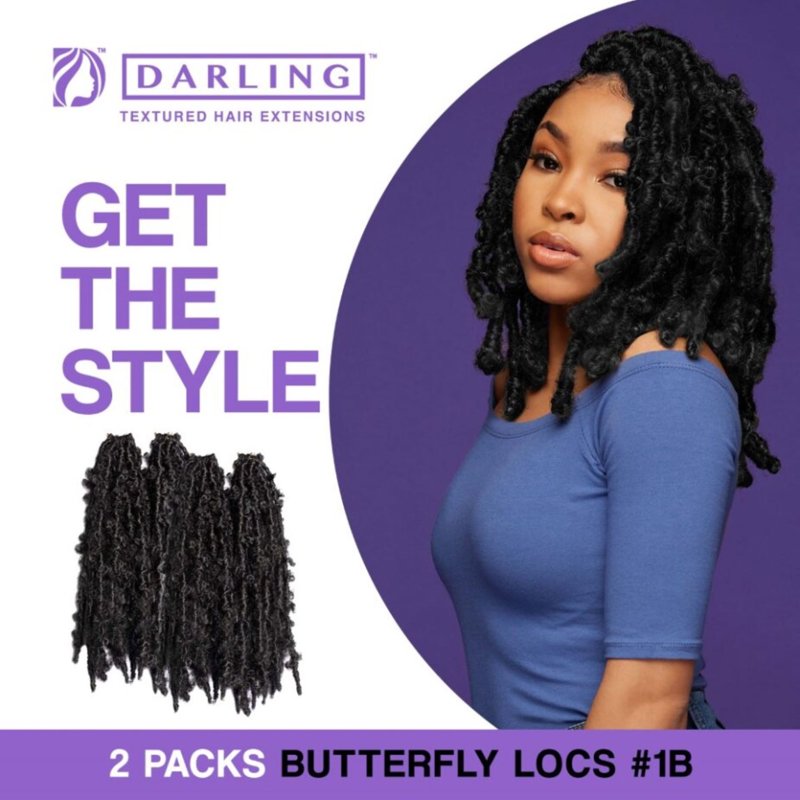 Butterfly Locs Crochet Hair Extensions - 12 Inch, #1B
