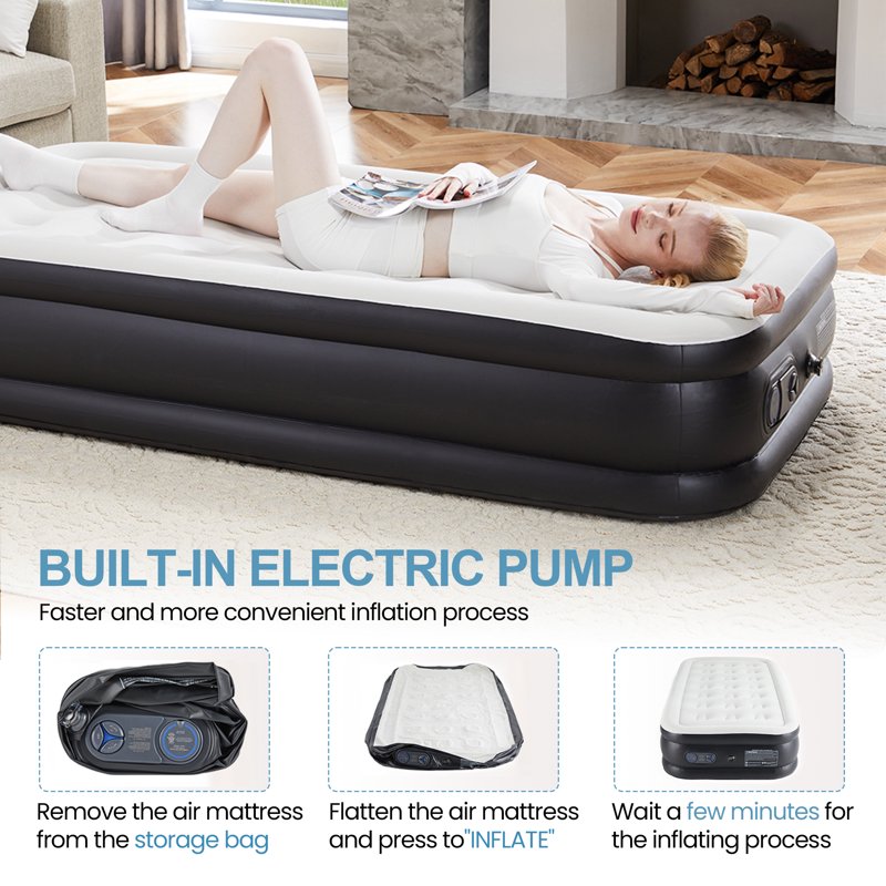 Queen Air Mattress with Built-In Pump - 16 Inch Thick Camping Inflatable Bed, Supports 660lbs